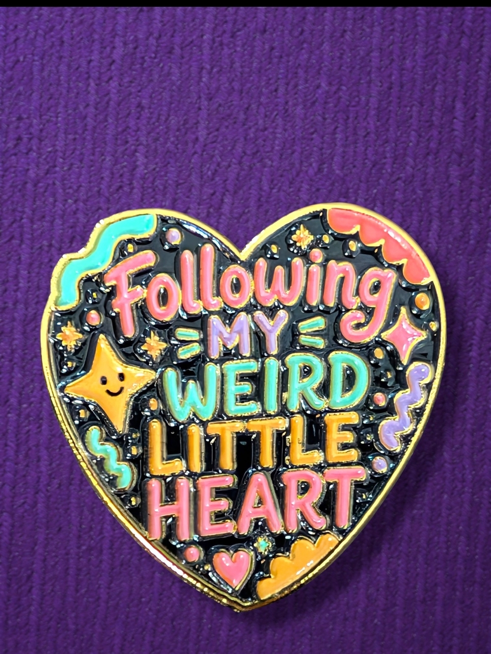 "Following My Weird Little Heart" Enamel Brooch - Multicolor
